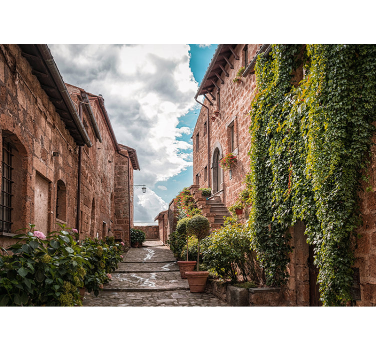 Viehättävä italialainen katu kaupunki valokuvatapetti - Tenstickers
