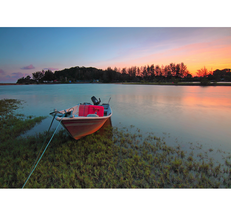 Vene rantaan valokuvatapetti meri - Tenstickers