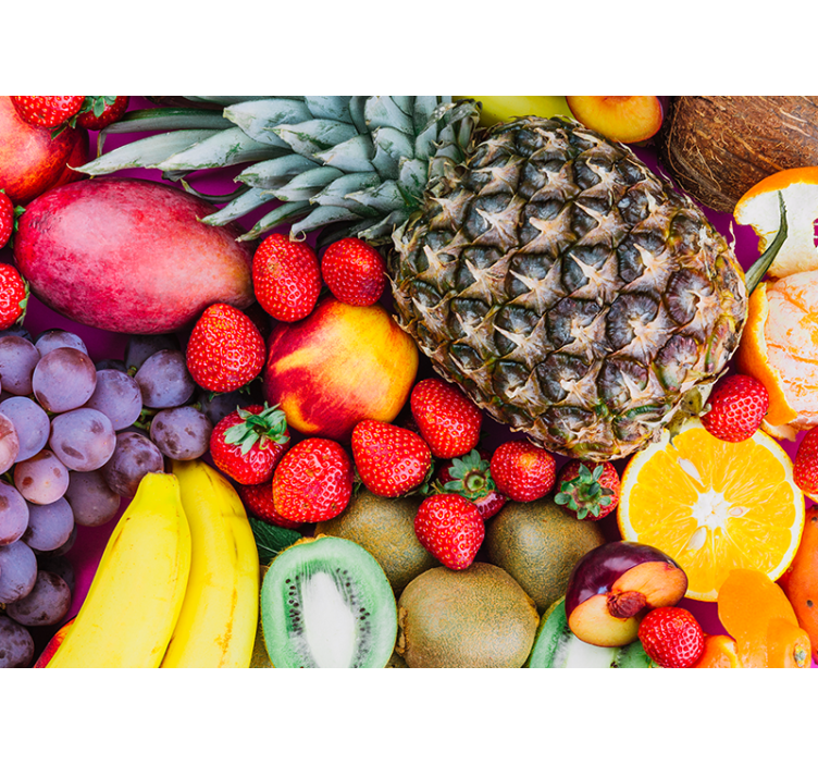 Värikäs hedelmäkokoelma kukka valokuvatapetti - Tenstickers