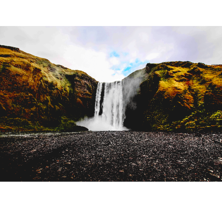 Kaunis vesiputous tulee alas vuorilta vesiputous valokuvatapetti - Tenstickers