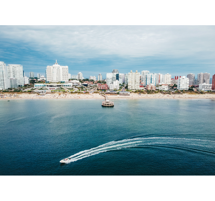 Rannikkokaupungin näkymä kaupunki valokuvatapetti - Tenstickers