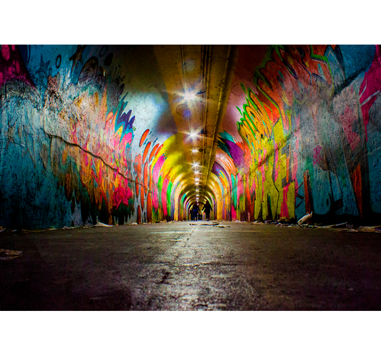 Tunneli graffiti valokuvatapetti kaupunki taide - Tenstickers