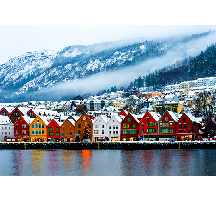 Värikkäät ranta-asunnot kaupunki valokuvatapetti - Tenstickers