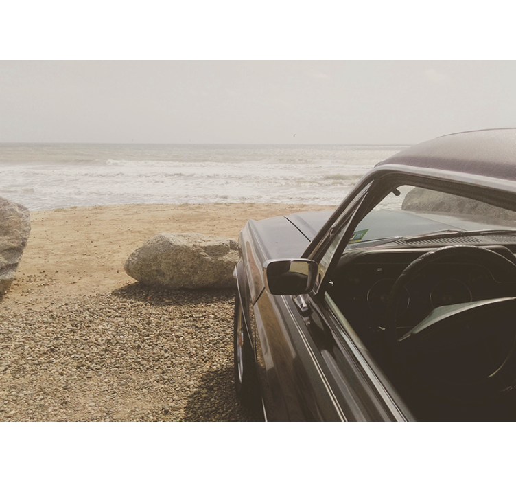 Klassikkoautonäkymä ajoneuvo valokuvatapetti - Tenstickers