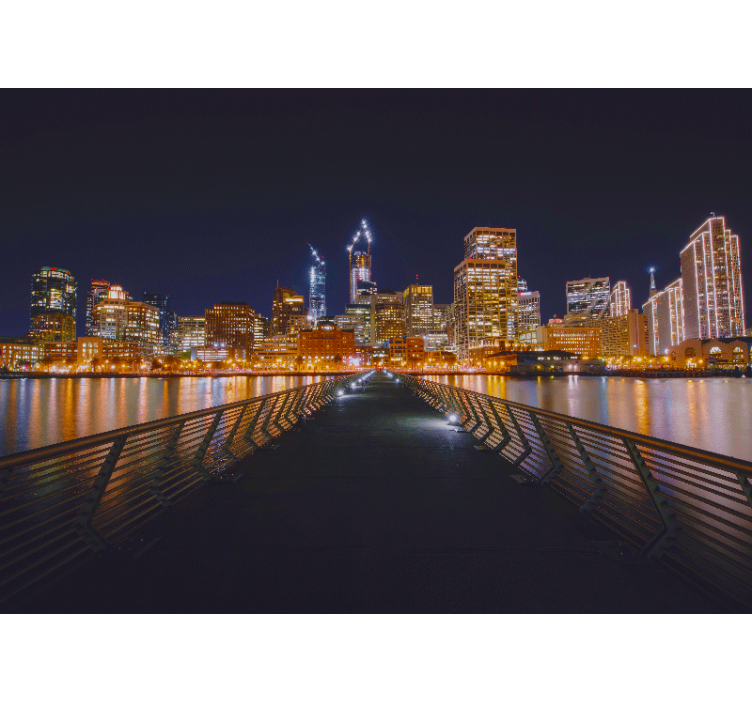 Kaupungin siluettiheijastus valokuvatapetti - Tenstickers