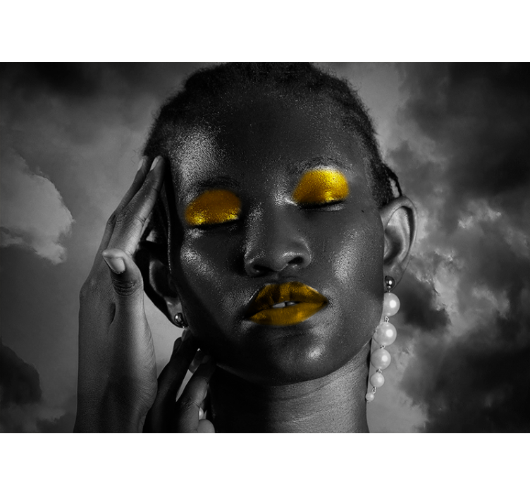 Tumma nainen kultainen meikki Ihmiset valokuvatapetti - Tenstickers