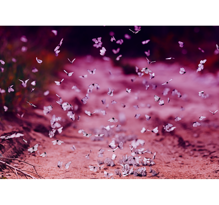 Herkkä perhosten tanssi kukka valokuvatapetti - Tenstickers