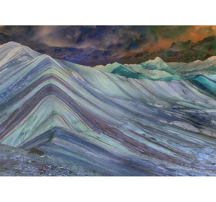 Vuoristoinen maastomuodostelma maisema valokuvatapetti - Tenstickers