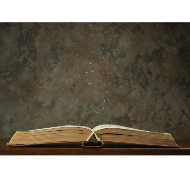 Avoin kirja taika taide valokuvatapetti - Tenstickers