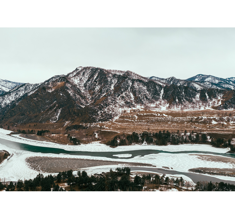 Vuoristojoki maisema valokuvatapetti - Tenstickers