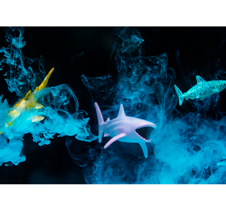 Värikäs hai-illustratioeläinvalokuvatapetti - Tenstickers