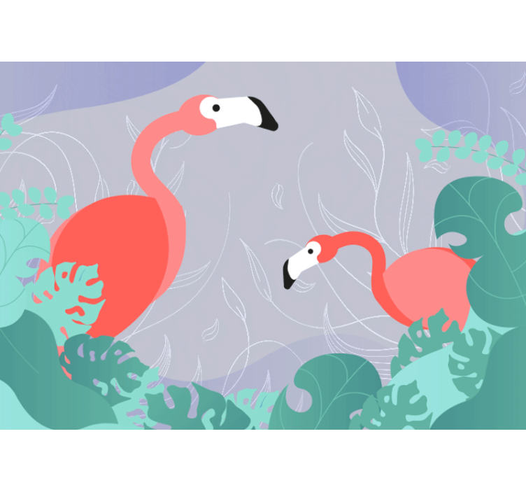 Flamingo perhe eläin valokuvatapetti - Tenstickers