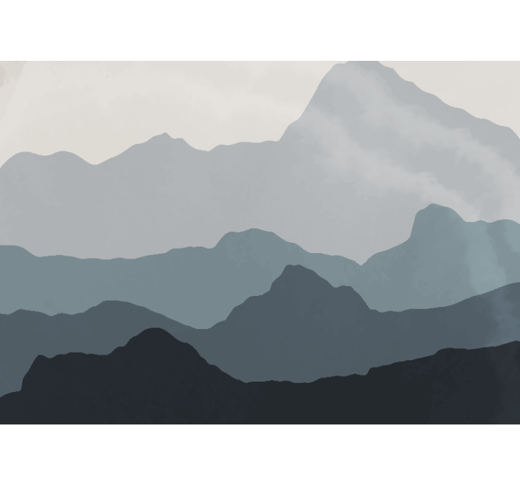 Harmaat geometriset vuoret olohuone valokuvatapetti - Tenstickers