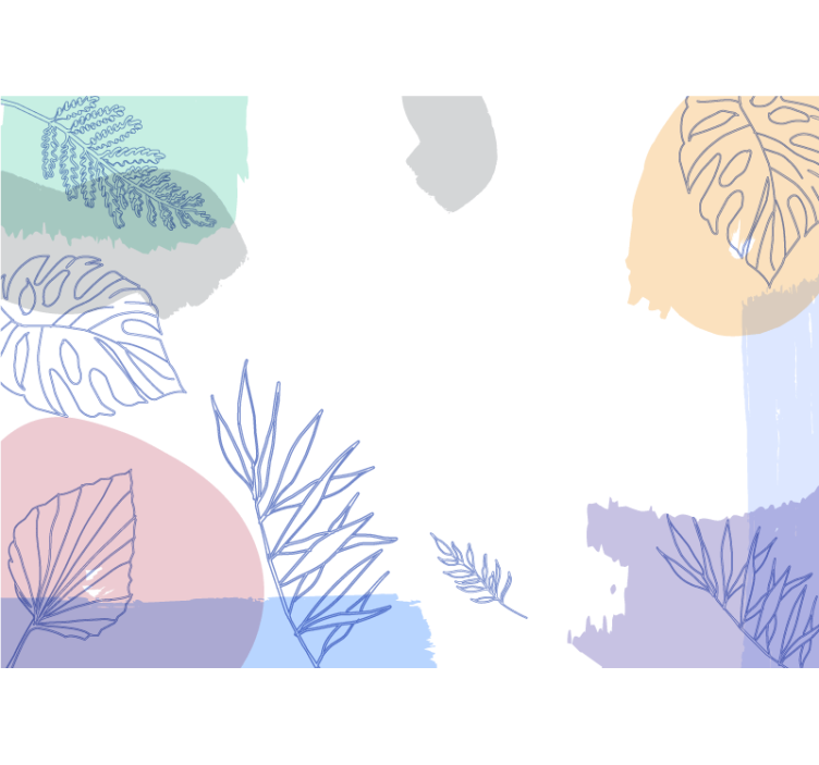 Moderni käsinmaalattu vesiväri lehti olohuone valokuvatapetti - Tenstickers