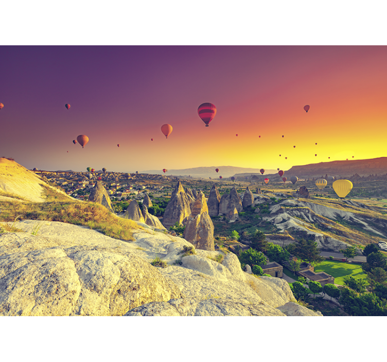 Cappadocia kuumailmapallomaisema valokuvatapetti - Tenstickers