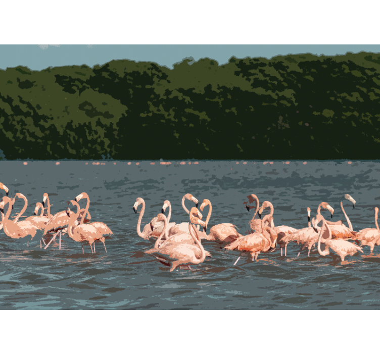 Flamingo parvi kokoontuminen eläin valokuvatapetti - Tenstickers