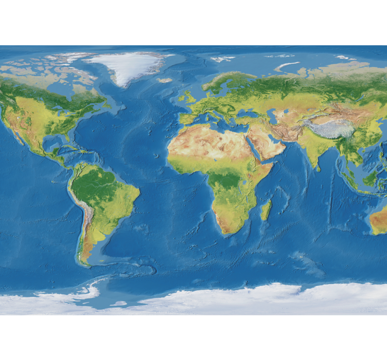 Maantieteellinen realistinen maailmankartta 3d valokuvatapetti - Tenstickers