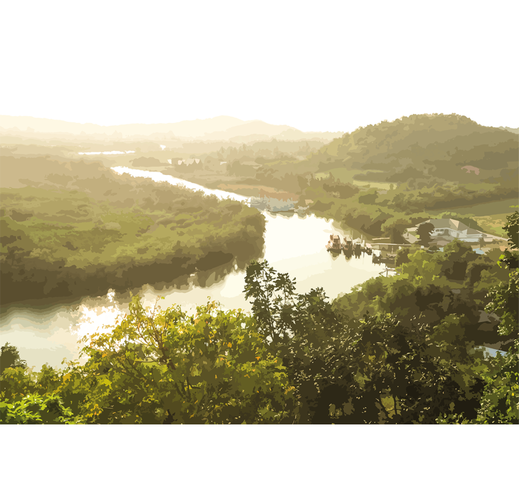 Rauhallinen joki maisema valokuvatapetti - Tenstickers