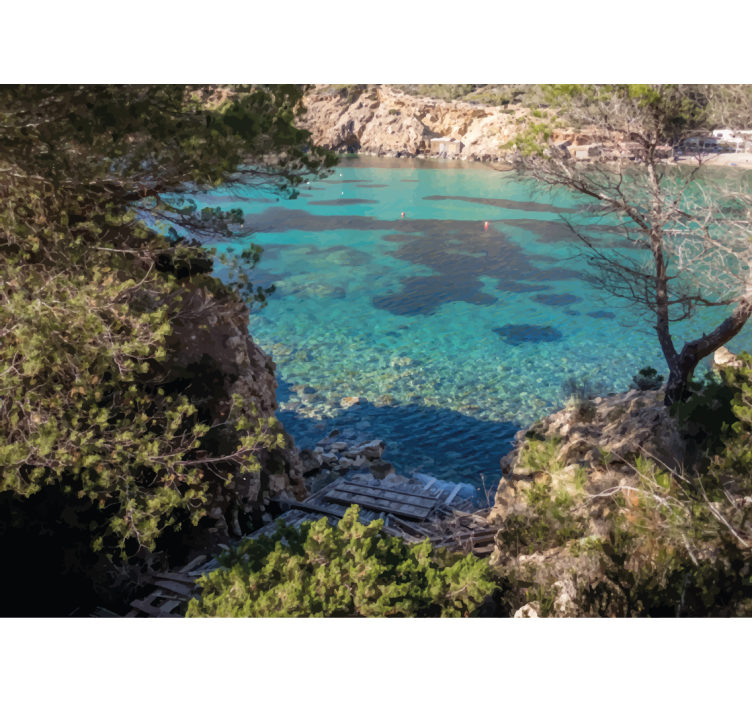 Kirkas rannikkosuus luonto valokuvatapetti - Tenstickers