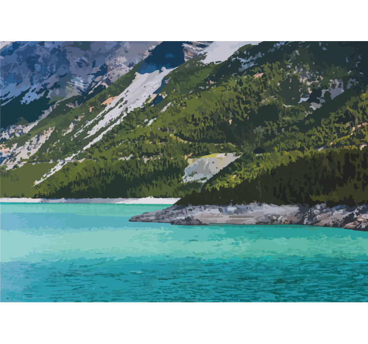 Vuoristojärven rauha valokuvatapetti - Tenstickers