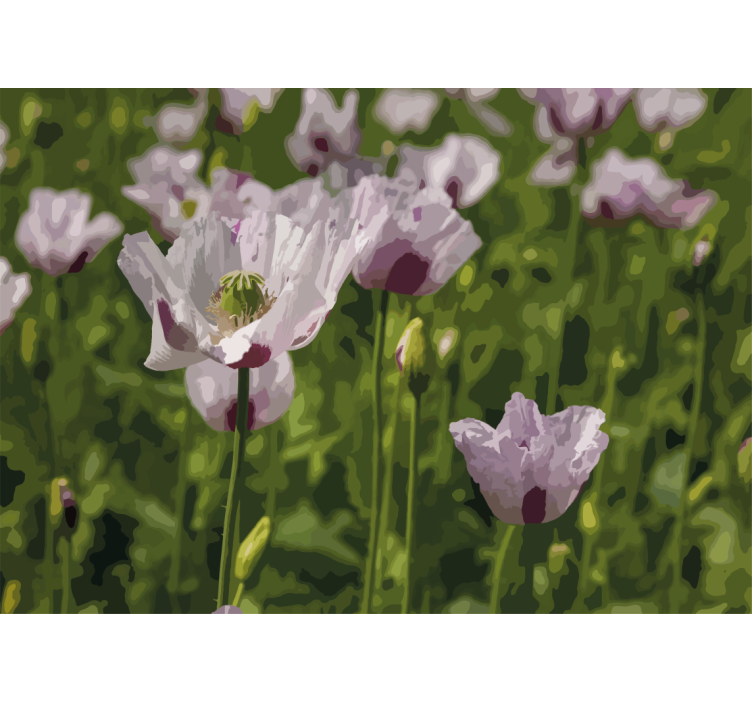 Kukkainen eleganssi unikko valokuvatapetti - Tenstickers