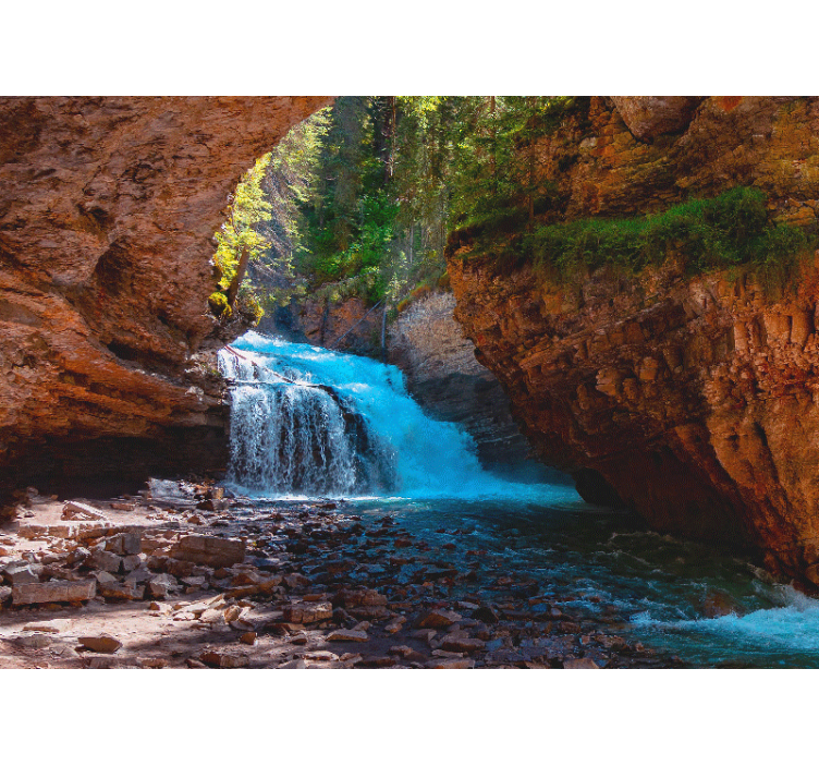 Salainen vesiputouksen luola vesiputous valokuvatapetti - Tenstickers