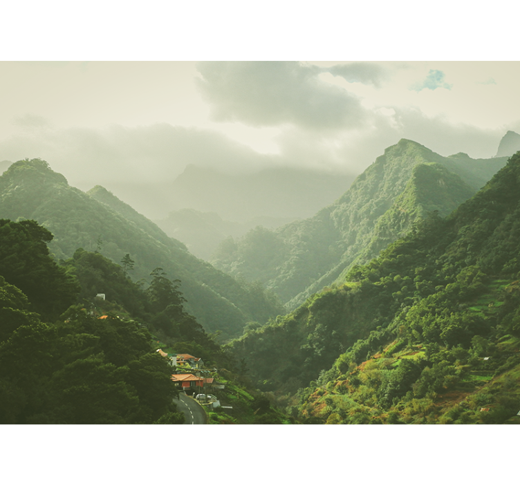 Vuoristolaakson maisema valokuvatapetti - Tenstickers