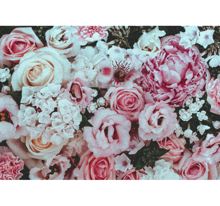 Vaaleanpunaisia eri kokoja ruusu valokuvatapetti - Tenstickers