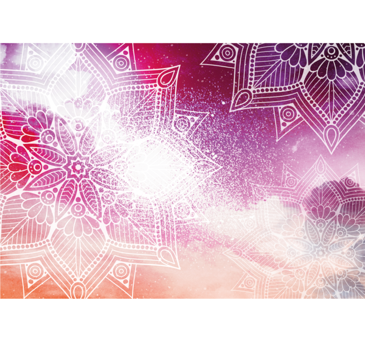 Yksityiskohtaiset mandalamotiivit valokuvatapetissa - Tenstickers