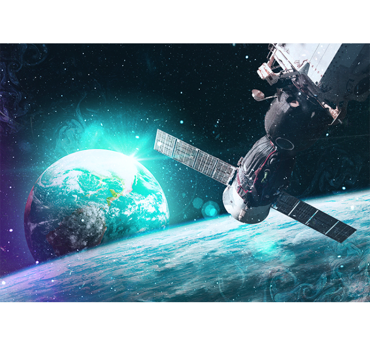 Avaruusalus maapallon ympärillä valokuvatapetti - Tenstickers