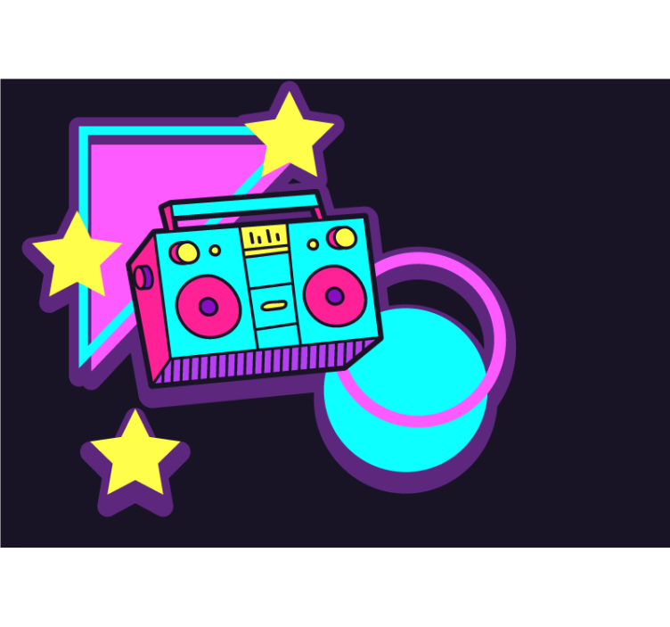 Retro boombox teemakuviot musiikki valokuvatapetti - Tenstickers