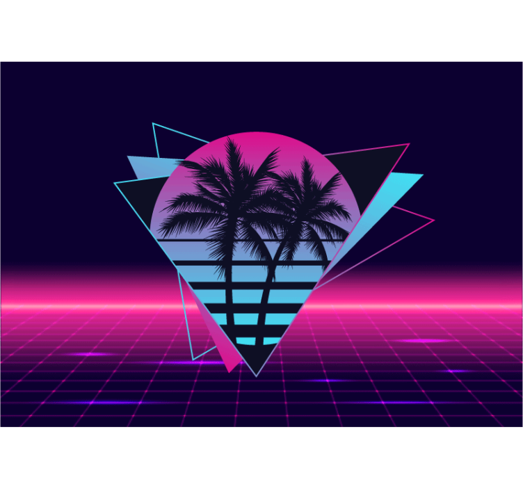 Retro palm geometria valokuvatapetti - Tenstickers