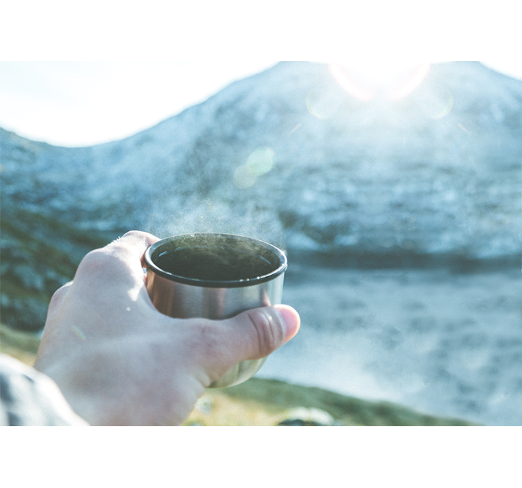 Käsi pidellen juomaa valokuvatapetti - Tenstickers