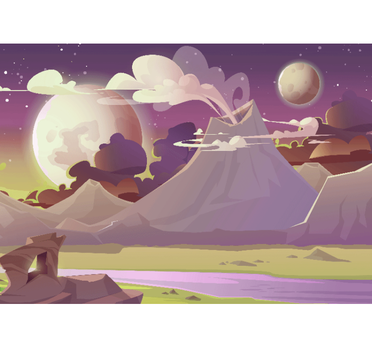 Fantasia vuoristomaisema valokuvatapetti - Tenstickers