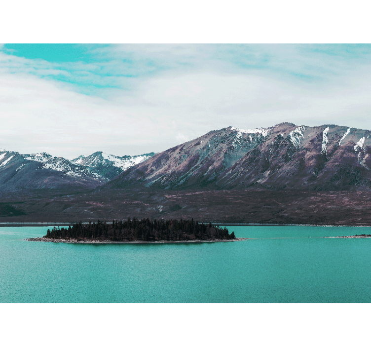 Vuoristojärvensaari maisema valokuvatapetti - Tenstickers