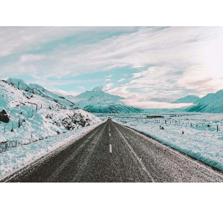 Jäiset vuoristopolut maisema valokuvatapetti - Tenstickers