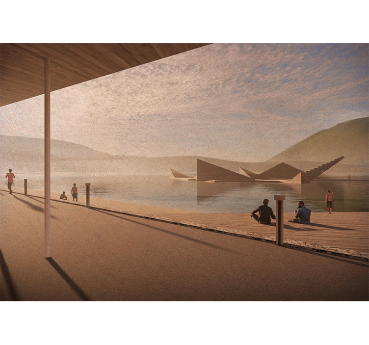 Rauhallinen järvenranta näkymä valokuvatapetti - Tenstickers