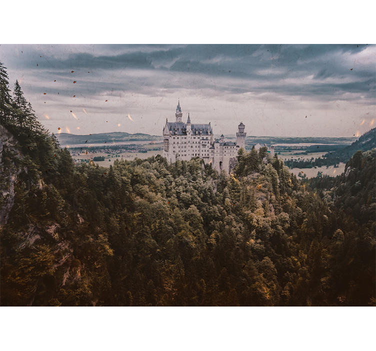 Linna vuorella maisema valokuvatapetti - Tenstickers