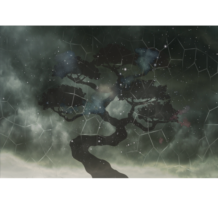 Taivaallinen puu siluetti avaruus valokuvatapetti - Tenstickers