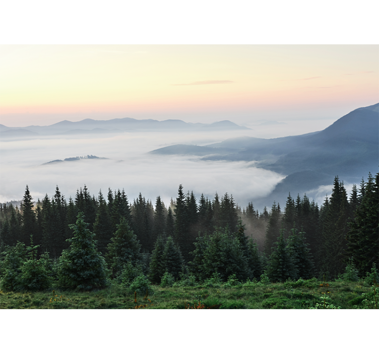 Rauhallinen vuoriston näkymä maisema valokuvatapetti - Tenstickers