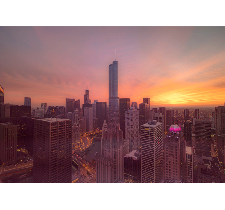 Chicago taivaanrannan auringonlasku valokuvatapetti - Tenstickers