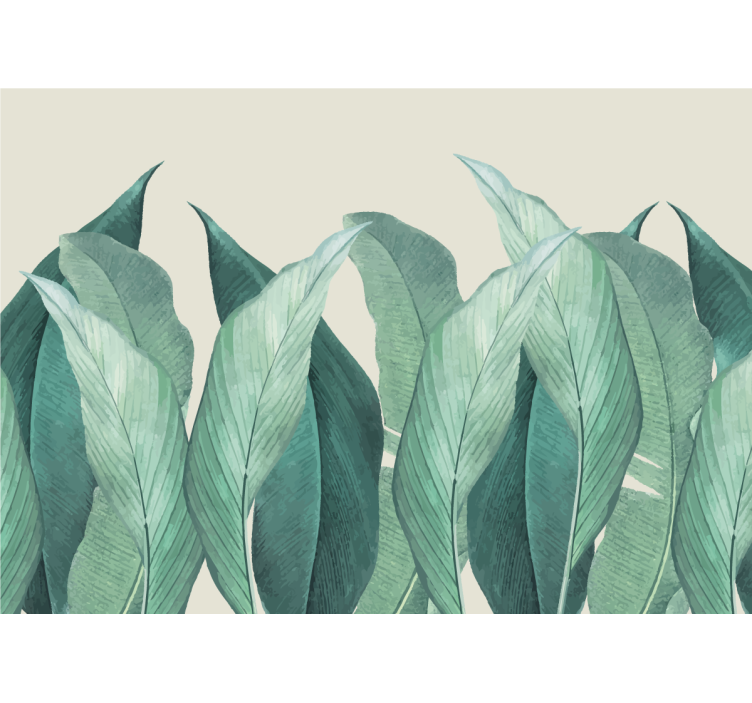 Vihreä lehtikuvio luonto valokuvatapetti - Tenstickers