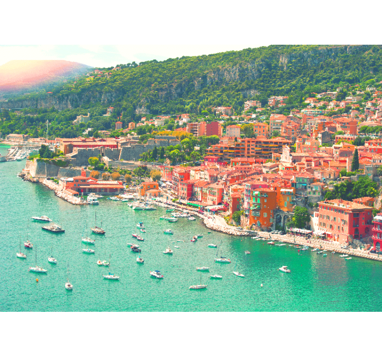 Rannikkokylän näkymä valokuvatapetti - Tenstickers