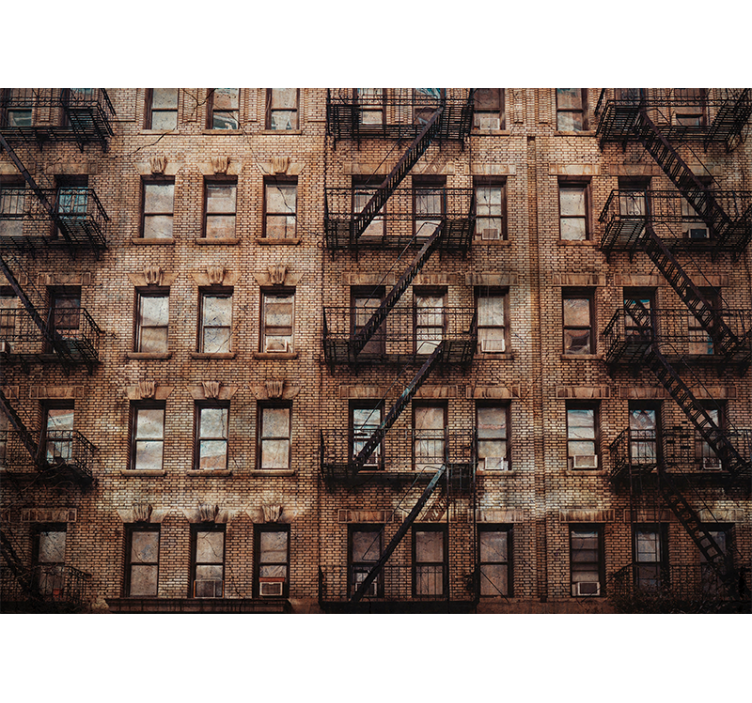 Kaupunkien tiili julkisivu kaupunki valokuvatapetti - Tenstickers