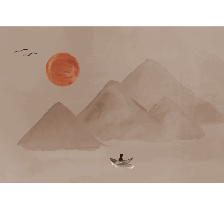 Japanilainen tunnelma tiilenpunainen valokuvatapetti - Tenstickers