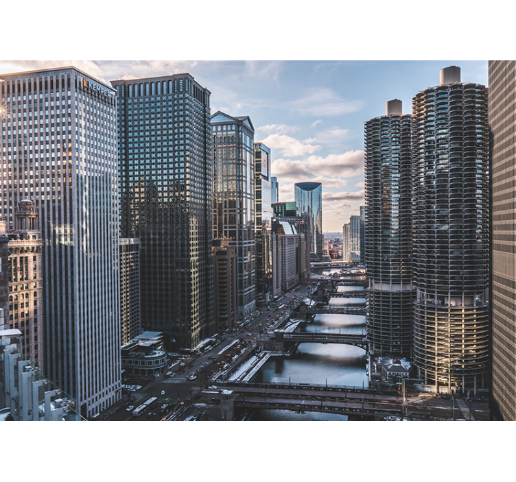 Chicago valokuvatapetti antenni - Tenstickers