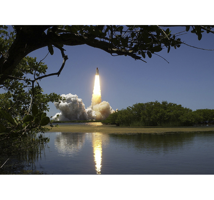 Avaruussukkulanlaukaisunäkymä valokuvatapetti - Tenstickers