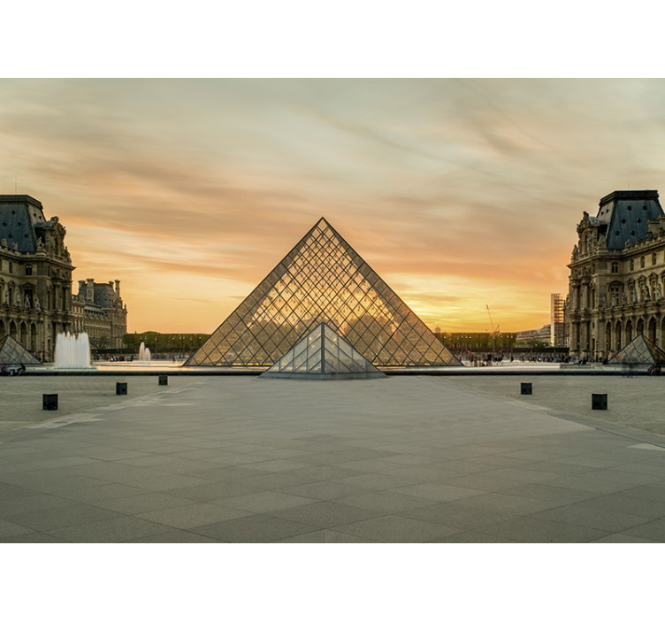 Pariisi valokuvatapetti louvre pyramidin auringonlasku - Tenstickers