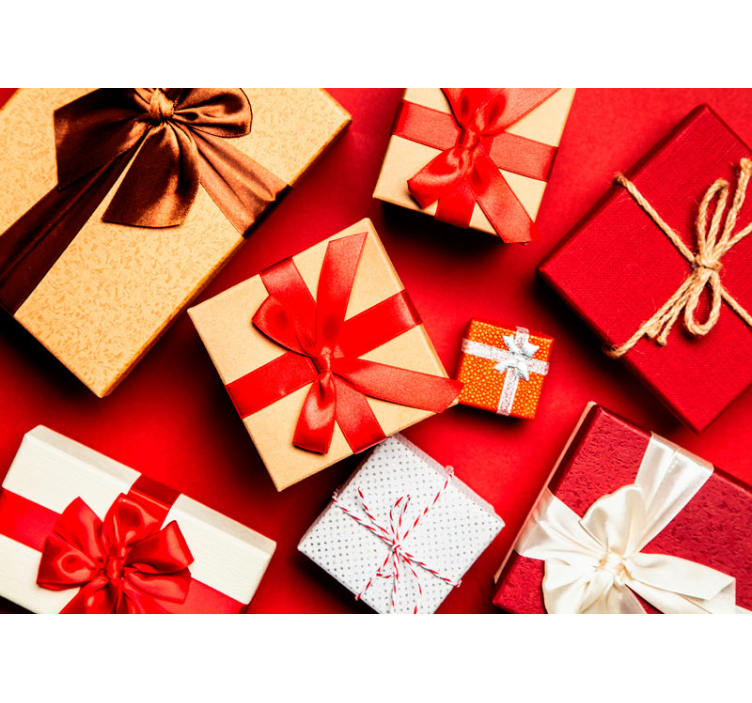 Juhlava lahja-asetelma joulu kuvatapetti - Tenstickers