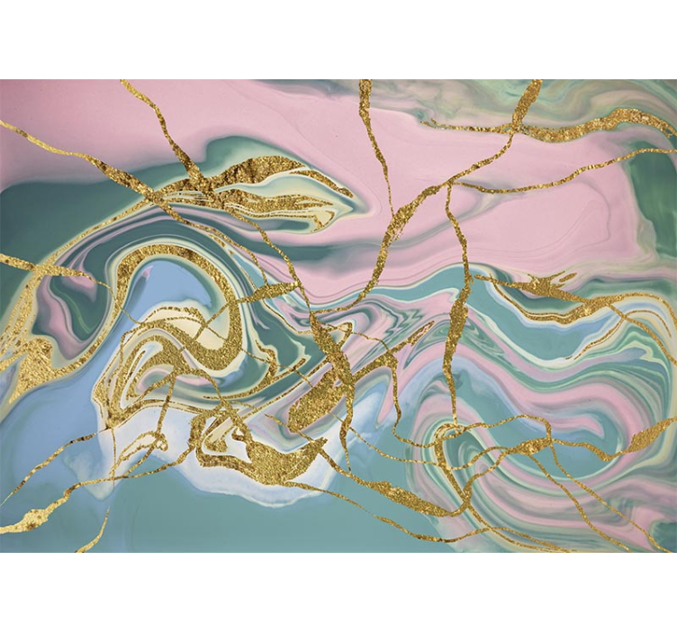 Kultainen pyörteinen kuviotapetti - Tenstickers